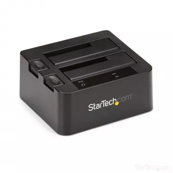 StarTech.com Docking station per disco fisso da USB 3.2 Gen 2 a SATA a doppio vano, dock per disco fisso USB 10Gbps, docking station esterna per SSD/HDD SATA I/II/III da 2,5/3,5 pollici, alloggiamento disco fisso hot-swap, caricamento dall'alto