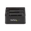 StarTech.com Docking station per disco fisso da USB 3.2 Gen 2 a SATA a doppio vano, dock per disco fisso USB 10Gbps, docking station esterna per SSD/HDD SATA I/II/III da 2,5/3,5 pollici, alloggiamento disco fisso hot-swap, caricamento dall'alto