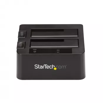 StarTech.com Docking station per disco fisso da USB 3.2 Gen 2 a SATA a doppio vano, dock per disco fisso USB 10Gbps, docking station esterna per SSD/HDD SATA I/II/III da 2,5/3,5 pollici, alloggiamento disco fisso hot-swap, caricamento dall'alto