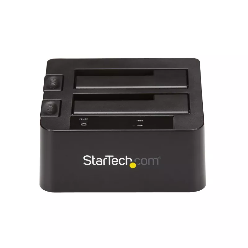 StarTech.com Docking station per disco fisso da USB 3.2 Gen 2 a SATA a doppio vano, dock per disco fisso USB 10Gbps, docking station esterna per SSD/HDD SATA I/II/III da 2,5/3,5 pollici, alloggiamento disco fisso hot-swap, caricamento dall'alto