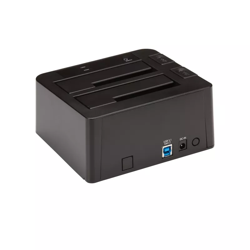 StarTech.com Docking station per disco fisso da USB 3.2 Gen 2 a SATA a doppio vano, dock per disco fisso USB 10Gbps, docking station esterna per SSD/HDD SATA I/II/III da 2,5/3,5 pollici, alloggiamento disco fisso hot-swap, caricamento dall'alto