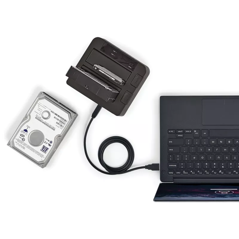 StarTech.com Docking station per disco fisso da USB 3.2 Gen 2 a SATA a doppio vano, dock per disco fisso USB 10Gbps, docking station esterna per SSD/HDD SATA I/II/III da 2,5/3,5 pollici, alloggiamento disco fisso hot-swap, caricamento dall'alto