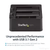 StarTech.com Docking station per disco fisso da USB 3.2 Gen 2 a SATA a doppio vano, dock per disco fisso USB 10Gbps, docking station esterna per SSD/HDD SATA I/II/III da 2,5/3,5 pollici, alloggiamento disco fisso hot-swap, caricamento dall'alto