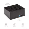 StarTech.com Docking station per disco fisso da USB 3.2 Gen 2 a SATA a doppio vano, dock per disco fisso USB 10Gbps, docking station esterna per SSD/HDD SATA I/II/III da 2,5/3,5 pollici, alloggiamento disco fisso hot-swap, caricamento dall'alto