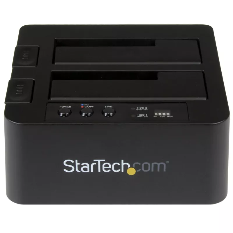 StarTech.com Duplicatore di dischi fissi standalone, clonatore/copiatore HDD/SSD a doppio vano, docking station da USB 3.1 (10 Gbit/s) a SATA III HDD/SSD, dock duplicatore di dischi fissi, clonatore di dischi fissi