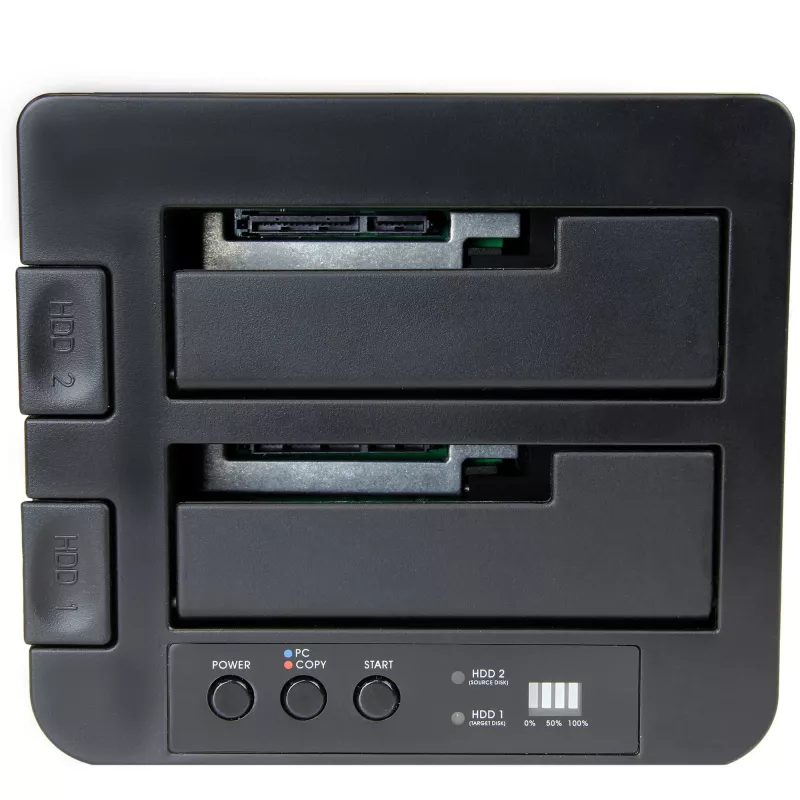 StarTech.com Duplicatore di dischi fissi standalone, clonatore/copiatore HDD/SSD a doppio vano, docking station da USB 3.1 (10 Gbit/s) a SATA III HDD/SSD, dock duplicatore di dischi fissi, clonatore di dischi fissi