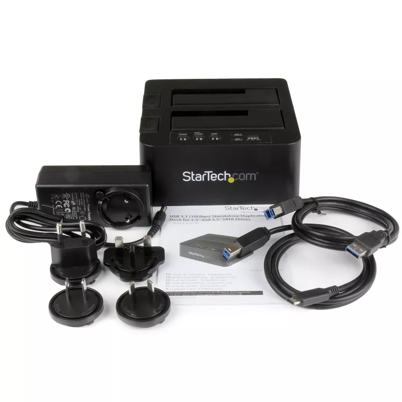 StarTech.com Duplicatore di dischi fissi standalone, clonatore/copiatore HDD/SSD a doppio vano, docking station da USB 3.1 (10 Gbit/s) a SATA III HDD/SSD, dock duplicatore di dischi fissi, clonatore di dischi fissi