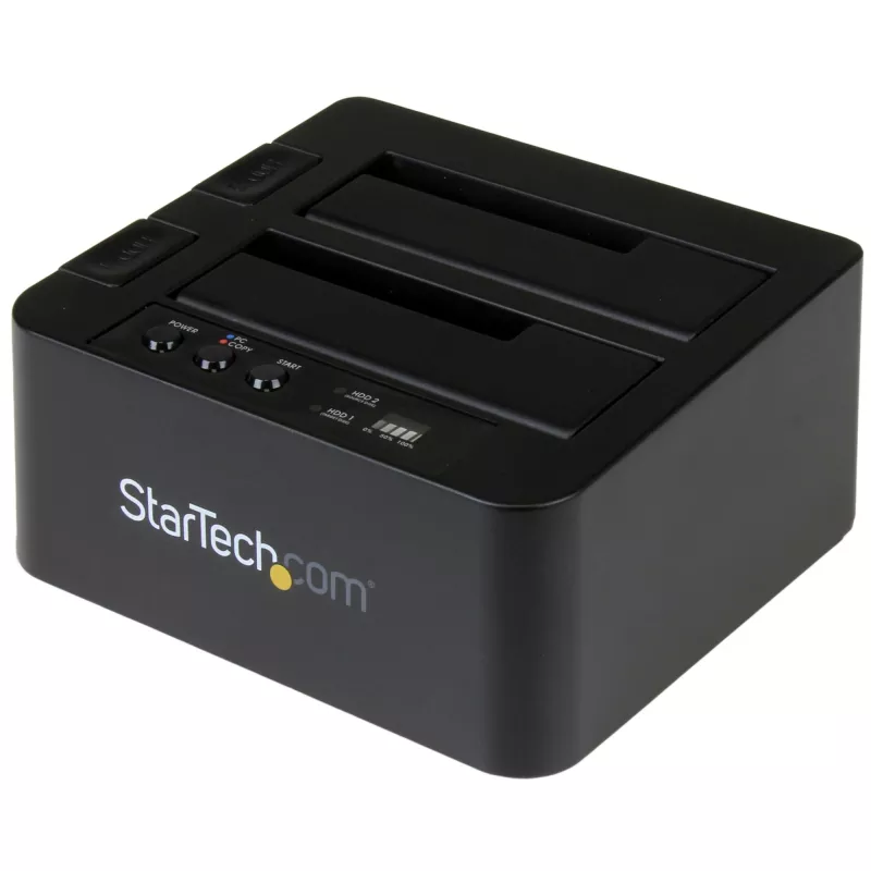 StarTech.com Duplicatore di dischi fissi standalone, clonatore/copiatore HDD/SSD a doppio vano, docking station da USB 3.1 (10 Gbit/s) a SATA III HDD/SSD, dock duplicatore di dischi fissi, clonatore di dischi fissi