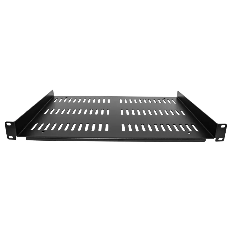 StarTech.com Ripiano per rack server 1U - Vassoi a mensola universale ventilato per armadio e rack apparecchiature di rete 19 pollici - Design durevole - Portata 55lb/25kg - Ripiano profondo 12 pollici, nero