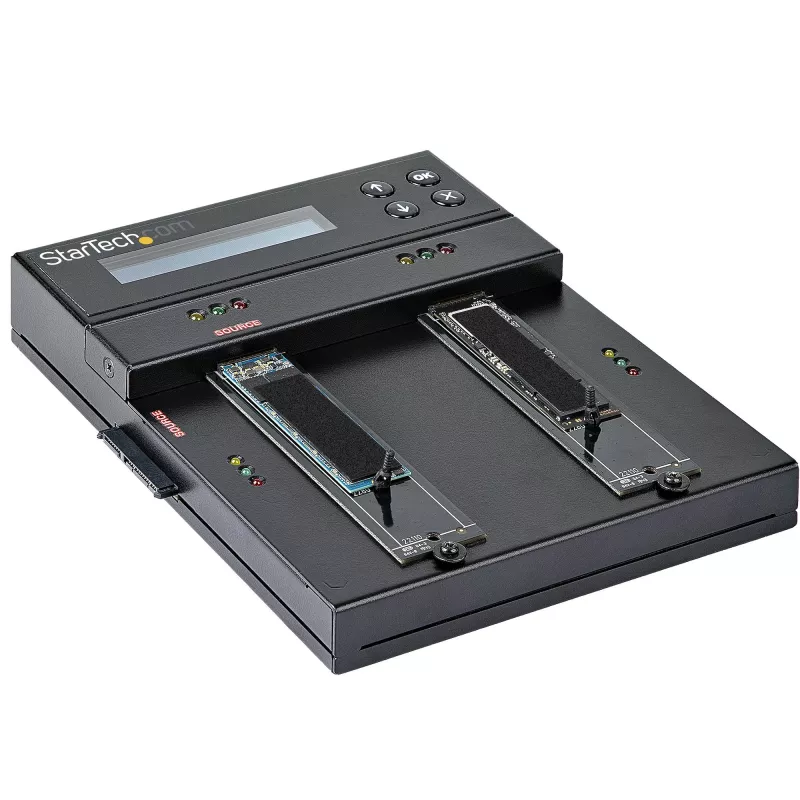 StarTech.com Duplicatore e cancellatore standalone M.2 SATA e M.2 NVMe - Clonatore/wiper HDD/SSD per M.2 PCIe AHCI/NVMe, M.2 SATA, unità SATA da 2,5/3,5 pollici - Cancellatore/duplicatore di dischi fissi esterno, TAA