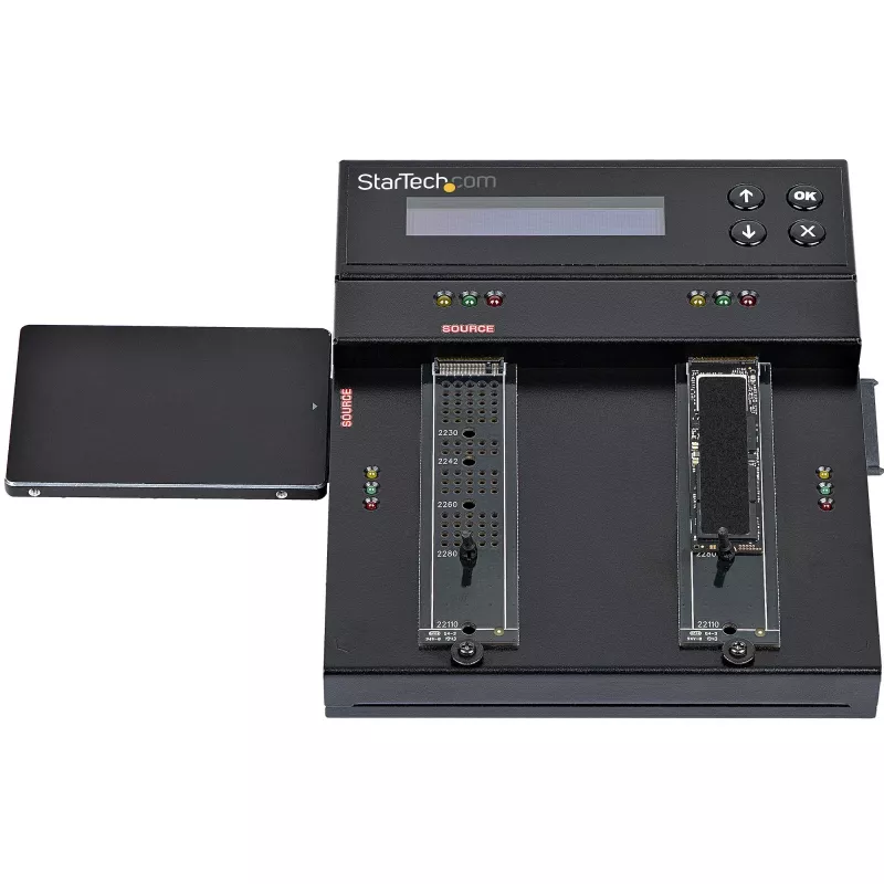 StarTech.com Duplicatore e cancellatore standalone M.2 SATA e M.2 NVMe - Clonatore/wiper HDD/SSD per M.2 PCIe AHCI/NVMe, M.2 SATA, unità SATA da 2,5/3,5 pollici - Cancellatore/duplicatore di dischi fissi esterno, TAA