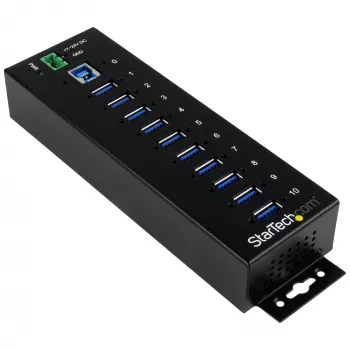 StarTech.com hub USB 3.0 industriale 10 porte – protezione ESD e sovratensione~hub USB 3.0 10 porte – 5 Gbit/s – hub USB-A industriale in metallo con protezione ESD e sovratensione – montaggio su guida DIN, a parete o da tavolo – hub di espansione USB conforme TAA