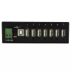 StarTech.com ST7200USBM hub USB 2.0 industriale a 7 porte, custodia in metallo, protezione ESD e da sovratensioni, montabile su guida DIN/parete/scrivania, 7–24 V DC, conforme TAA, nero