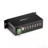 StarTech.com ST7200USBM hub USB 2.0 industriale a 7 porte, custodia in metallo, protezione ESD e da sovratensioni, montabile su guida DIN/parete/scrivania, 7–24 V DC, conforme TAA, nero