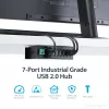 StarTech.com ST7200USBM hub USB 2.0 industriale a 7 porte, custodia in metallo, protezione ESD e da sovratensioni, montabile su guida DIN/parete/scrivania, 7–24 V DC, conforme TAA, nero