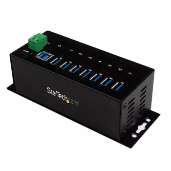 StarTech.com hub USB 3.0 industriale a 7 porte con protezione ESD~hub USB 3.0 a 7 porte (5Gbps) - hub USB-A industriale in metallo con protezione ESD e protezione da sovratensione 350W - montaggio su guida DIN, a parete o su tavolo - hub expander USB conforme TAA