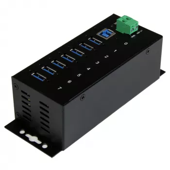 StarTech.com hub USB 3.0 industriale a 7 porte con protezione ESD~hub USB 3.0 a 7 porte (5Gbps) - hub USB-A industriale in metallo con protezione ESD e protezione da sovratensione 350W - montaggio su guida DIN, a parete o su tavolo - hub expander USB conforme TAA