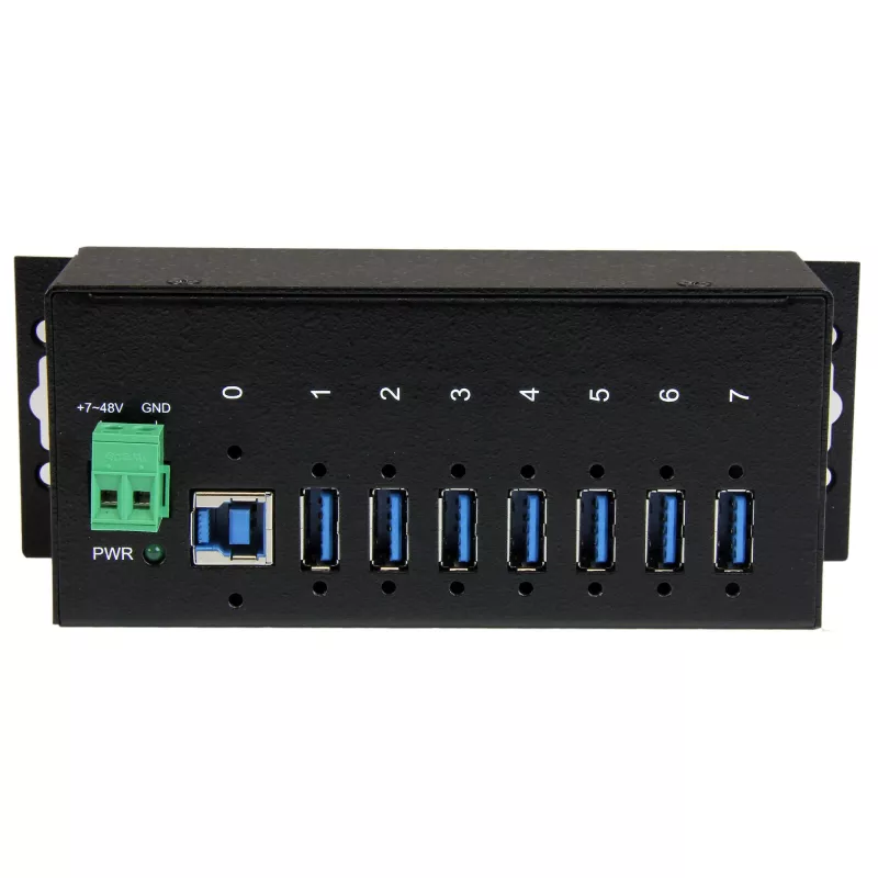 StarTech.com hub USB 3.0 industriale a 7 porte con protezione ESD~hub USB 3.0 a 7 porte (5Gbps) - hub USB-A industriale in metallo con protezione ESD e protezione da sovratensione 350W - montaggio su guida DIN, a parete o su tavolo - hub expander USB conforme TAA