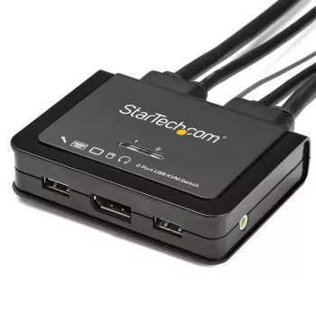 StarTech.com switch KVM DisplayPort 2 porte – 4K 60Hz – switch KVM desktop USB DP 1.2 UHD dual port compatto con cavi da 1,2 m e audio – bus-powered e commutazione remota – MacBook ThinkPad