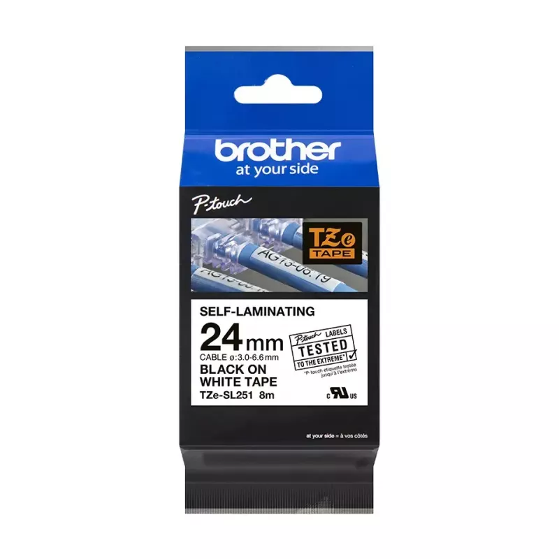 Nastro per etichettatura Brother TZESL251 nero su bianco