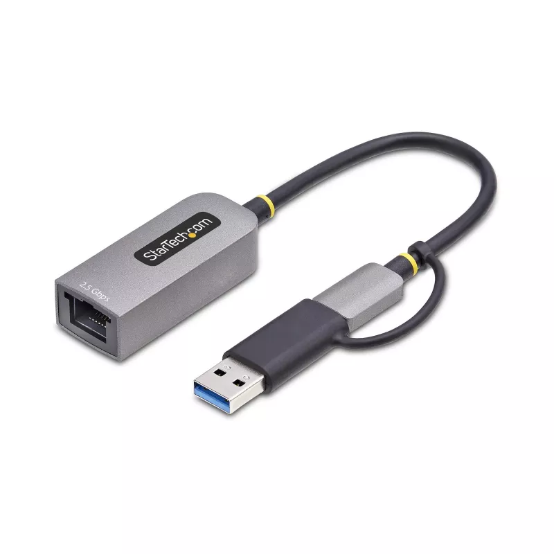 StarTech.com adattatore USB-C a Ethernet 2.5GbE con convertitore USB-A, NIC NBASE-T, USB 3.0 Type-C 2.5/1G rete multi speed, compatibile Thunderbolt, Windows e Mac
