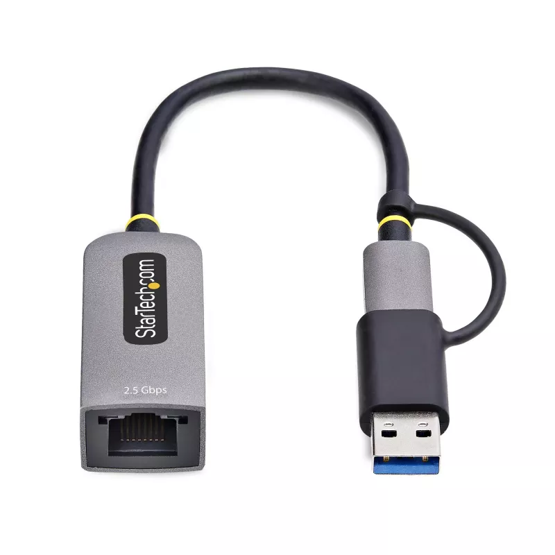 StarTech.com adattatore USB-C a Ethernet 2.5GbE con convertitore USB-A, NIC NBASE-T, USB 3.0 Type-C 2.5/1G rete multi speed, compatibile Thunderbolt, Windows e Mac