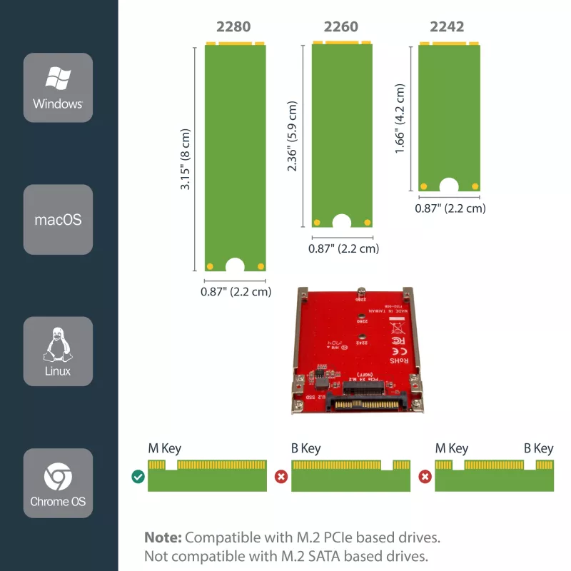 StarTech.com Adattatore host da unità M.2 a U.2 (SFF-8639) per SSD M.2 PCIe NVMe