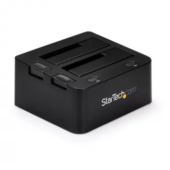 StarTech.com docking station per dischi fissi da USB 3.0 a SATA e IDE dual-bay, dock per HDD USB, docking station esterna per SSD/HDD SATA I/II/III e IDE (40 pin) 2,5/3,5 pollici, alloggiamenti hot-swap, caricamento dall'alto