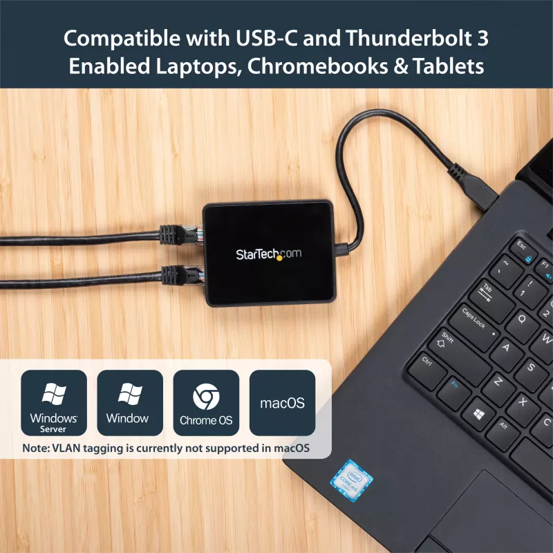 StarTech.com adattatore USB-C a doppia Gigabit Ethernet con porta USB (Type-A)