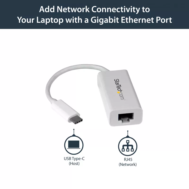 StarTech.com adattatore di rete USB-C a Gigabit - bianco, con filo, USB Type-C, Ethernet, 5000 Mbit/s, bianco