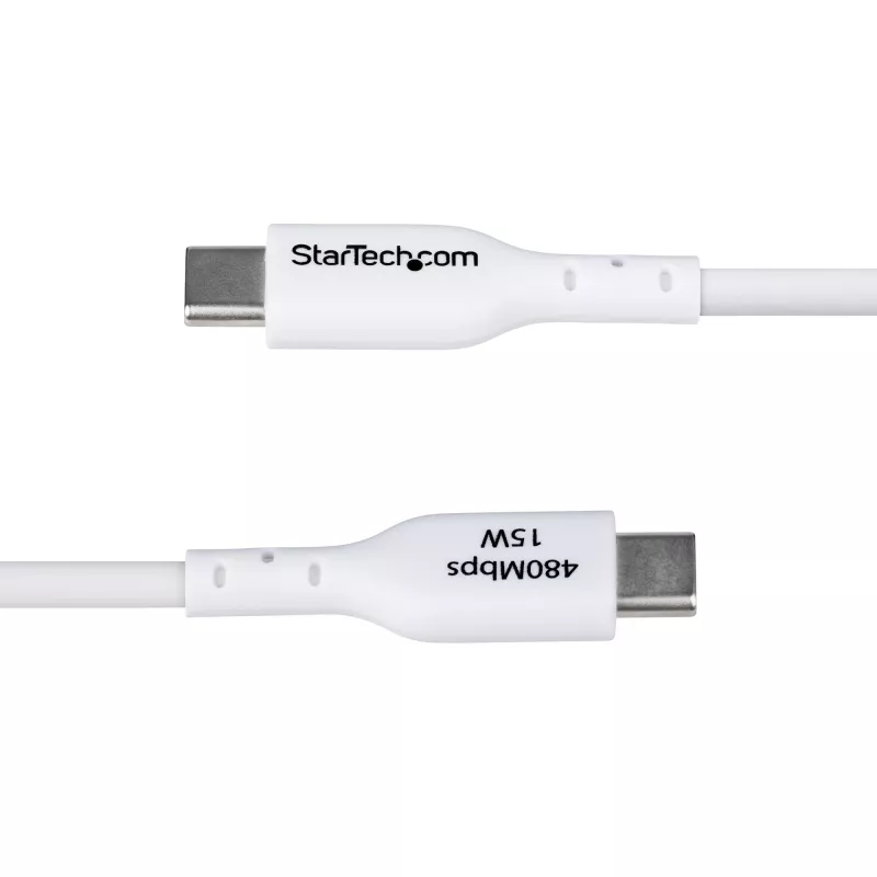 StarTech.com cavo di ricarica USB-A a USB-C 2m, ricarica e sincronizzazione, 3A, USB 2.0, guaina TPE - cavo di ricarica USB bianco