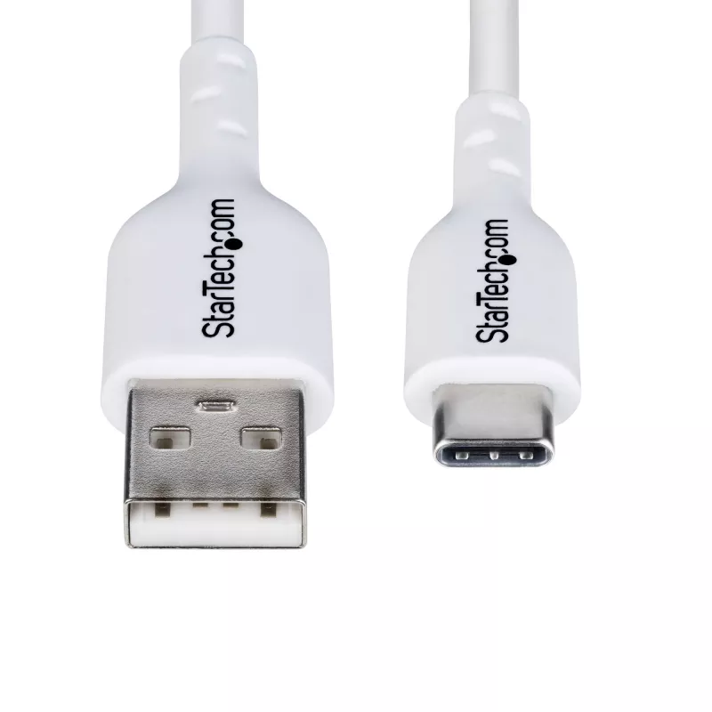 StarTech.com cavo di ricarica USB-A a USB-C 2m, ricarica e sincronizzazione, 3A, USB 2.0, guaina TPE - cavo di ricarica USB bianco