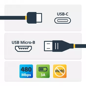 StarTech.com Cavo USB-C a Micro-B - M/M - 0,5 m - USB 2.0, 0,5 m, USB C, Micro-USB B, USB 2.0, 0,48 Gbit/s, nero