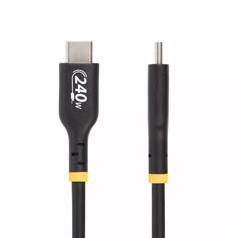 StarTech.com Cavo di ricarica USB-C da 2 m, cavo USB-C certificato USB-IF, 240 W PD EPR, cavo di ricarica per laptop USB 2.0 Type-C, cavo di trasferimento dati USB-C, guaina in TPE, M/M