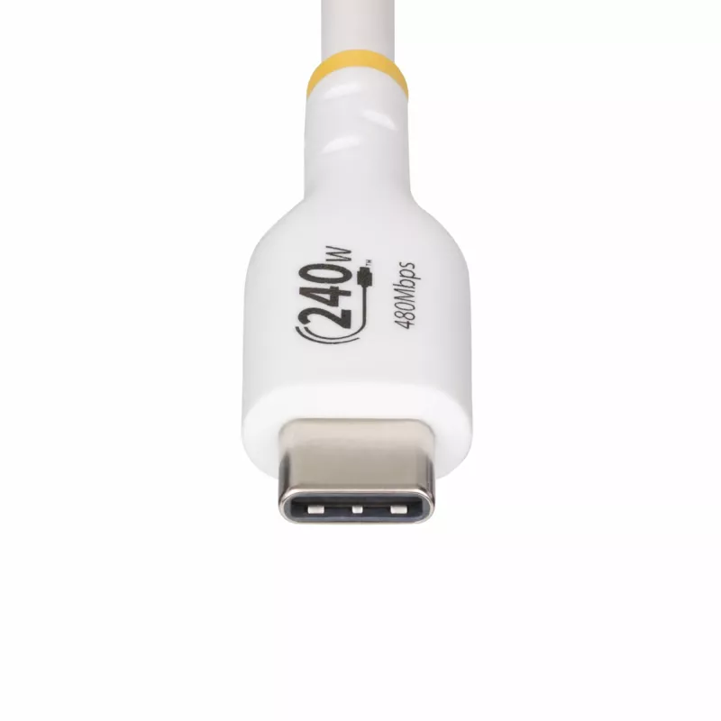 StarTech.com Cavo di ricarica USB-C bianco da 2 m, cavo USB-C certificato USB-IF, 240W PD EPR, cavo di ricarica per laptop USB 2.0 Type-C, cavo dati USB-C, guaina in TPE