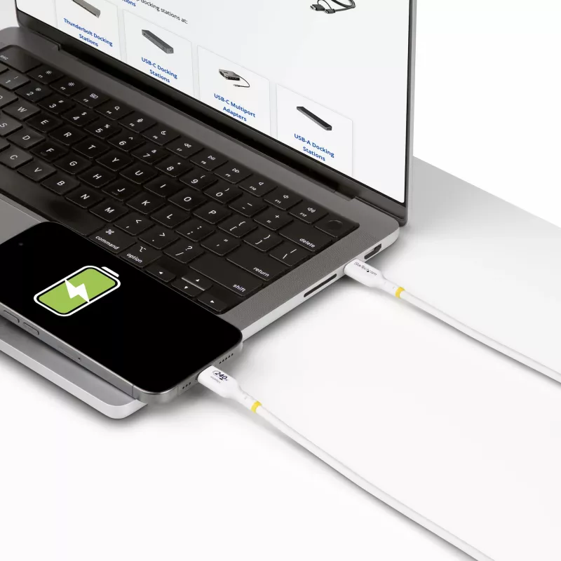 StarTech.com Cavo di ricarica USB-C bianco da 3 m, cavo USB-C certificato USB-IF, 240W PD EPR, cavo di ricarica per laptop USB 2.0 Type-C, cavo per trasferimento dati USB-C, guaina in TPE