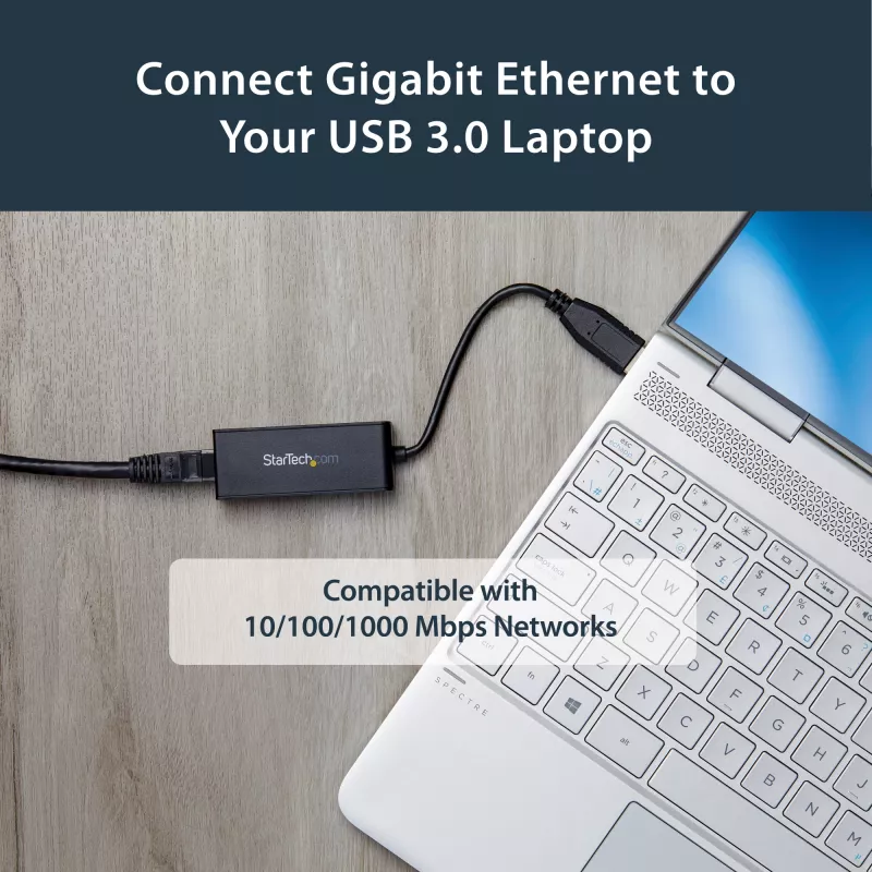 StarTech.com Adattatore di rete USB 3.0 a Gigabit Ethernet, 10/100/1000 Mbit/s, USB a RJ45, adattatore USB 3.0 a LAN, adattatore Ethernet USB 3.0 (GbE), conforme TAA