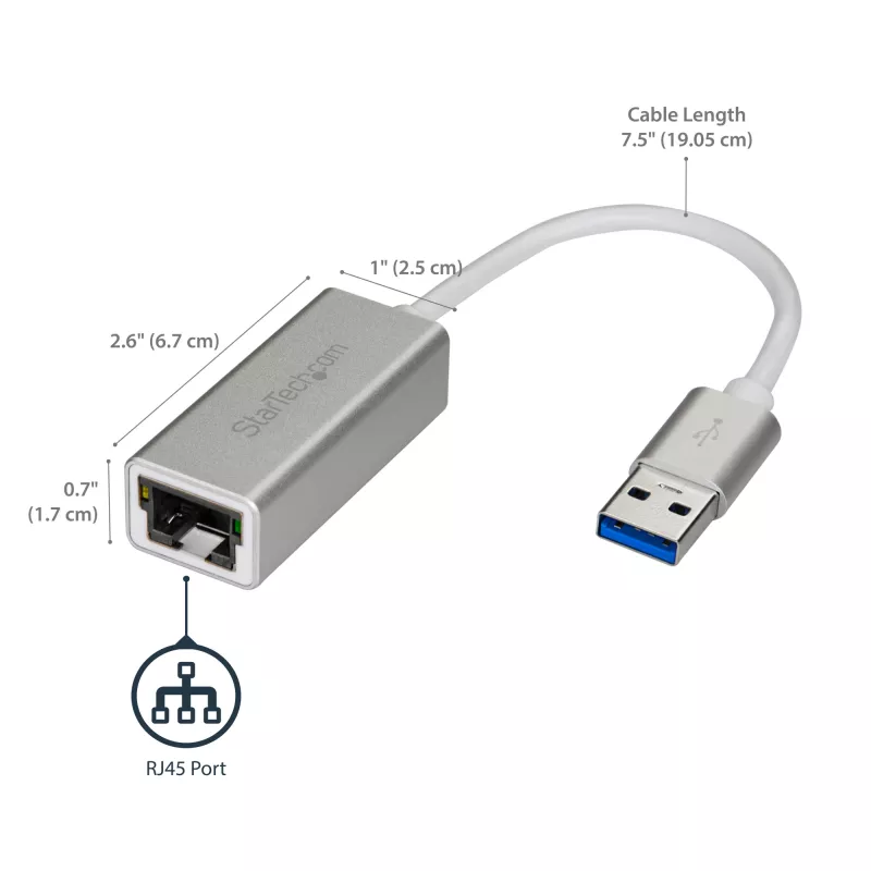 StarTech.com Adattatore di rete USB 3.0 a Gigabit - argento, con filo, USB, Ethernet, 2000 Mbit/s, argento