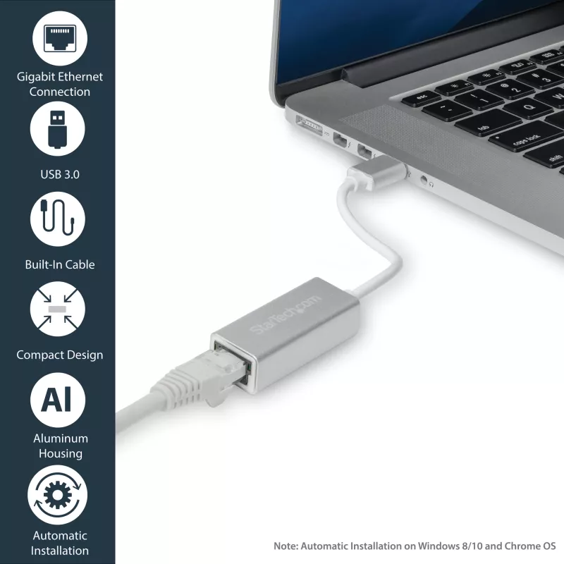 StarTech.com Adattatore di rete USB 3.0 a Gigabit - argento, con filo, USB, Ethernet, 2000 Mbit/s, argento