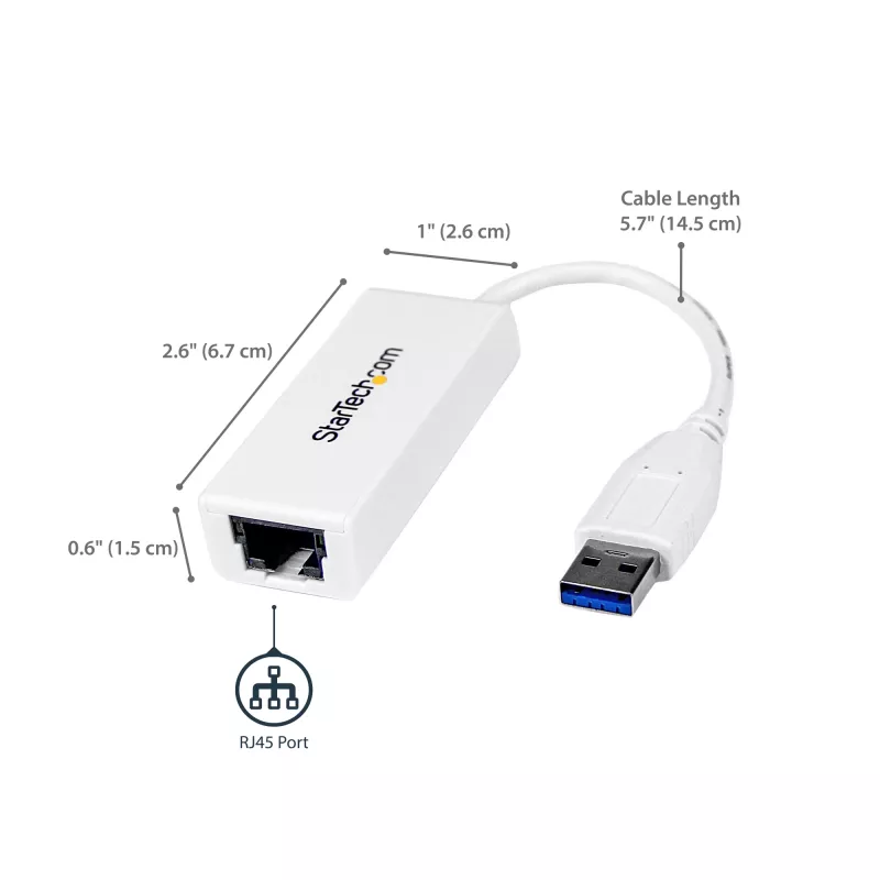 StarTech.com Adattatore di rete USB 3.0 a Gigabit Ethernet, 10/100/1000 Mbit/s, USB a RJ45, adattatore USB 3.0 a LAN, adattatore Ethernet USB 3.0 (GbE), conforme TAA