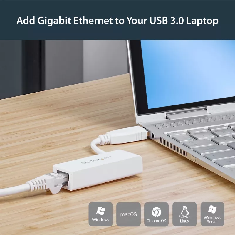 StarTech.com Adattatore di rete USB 3.0 a Gigabit Ethernet, 10/100/1000 Mbit/s, USB a RJ45, adattatore USB 3.0 a LAN, adattatore Ethernet USB 3.0 (GbE), conforme TAA