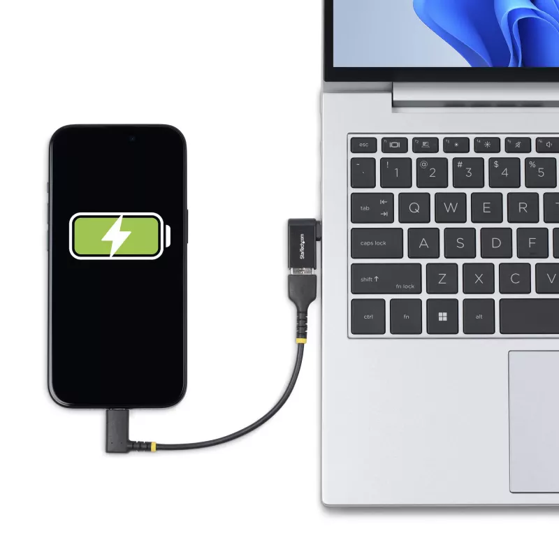 StarTech.com Adattatore USB-C a USB-A ad angolo, USB 5 Gbit/s, adattatore compatto connettore maschio USB-C a connettore femmina USB-A, case in metallo, maschio/femmina