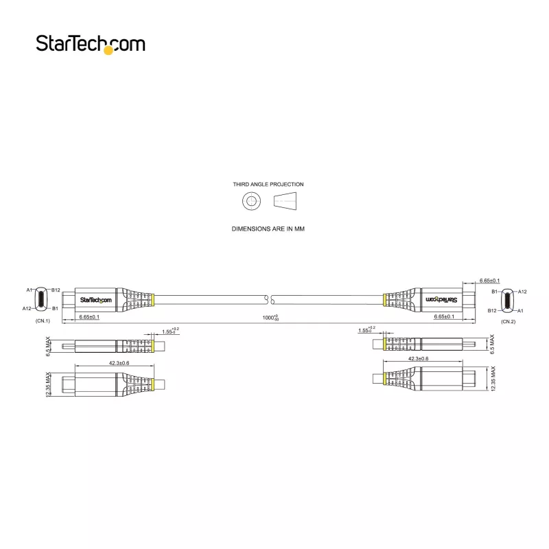 StarTech.com Cavo USB-C da 3ft (1m) 10 Gbit/s – Cavo USB-C certificato USB-IF – Cavo USB 3.1 Type-C – Ricarica 100W (5A) Power Delivery, modalità DP Alt – Cavo USB-C a C – Ricarica e sincronizzazione