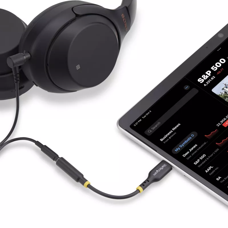 StarTech.com USBCAUDIO2 adattatore audio da USB-C a 3,5 mm TRRS per cuffie/auricolare con microfono, DAC a 32 bit, compatibile con Thunderbolt, 12,7 cm, nero