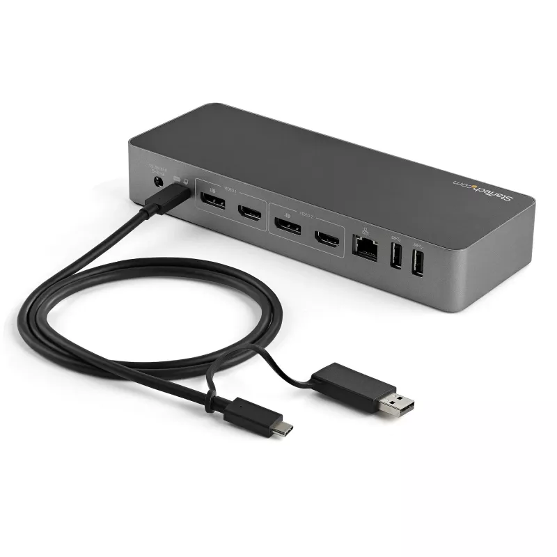 StarTech.com Cavo USB-C da 3ft (1m) con dongle adattatore USB-A – Cavo USB-C ibrido 2 in 1 con USB-A – da USB-C a USB-C (10 Gbit/s/100W PD), da USB-A a USB-C (5 Gbit/s) – Ideale per docking station ibride