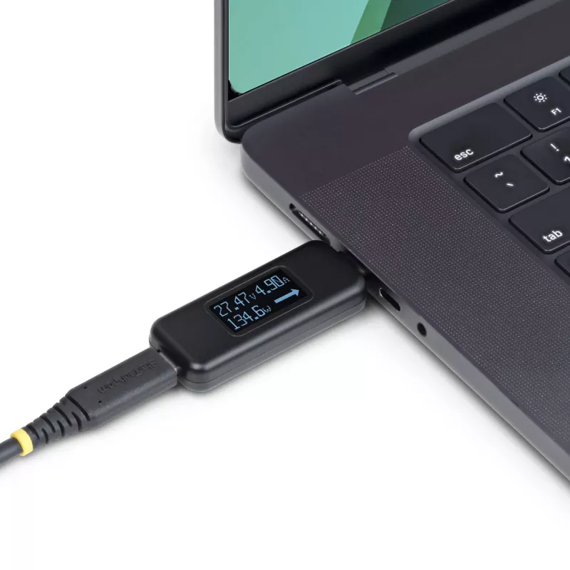 StarTech.com Tester di alimentazione USB-C, multimetro digitale, misuratore di tensione e corrente bidirezionale, fino a 240W PD EPR, tester portatile per prestazioni di cavi e porte USB-C
