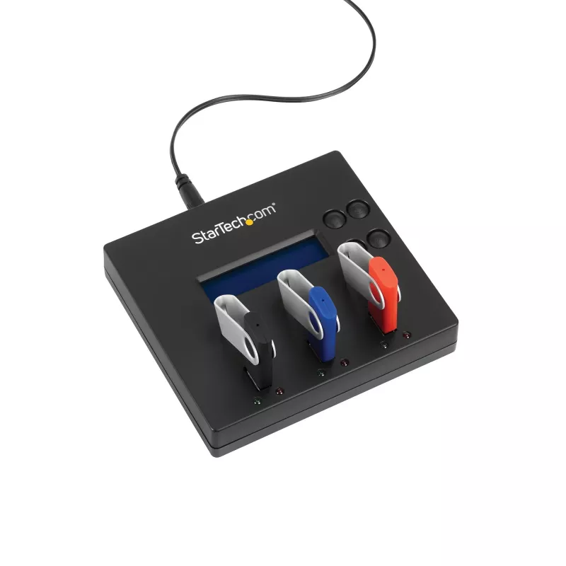 StarTech.com Duplicatore e cancellatore USB standalone 1 a 2, copiatore multi-USB flash drive, copia di sistema e file e copia completa del drive a 1,5 GB/min, cancellazione singola e a 3 passaggi, display LCD – TAA