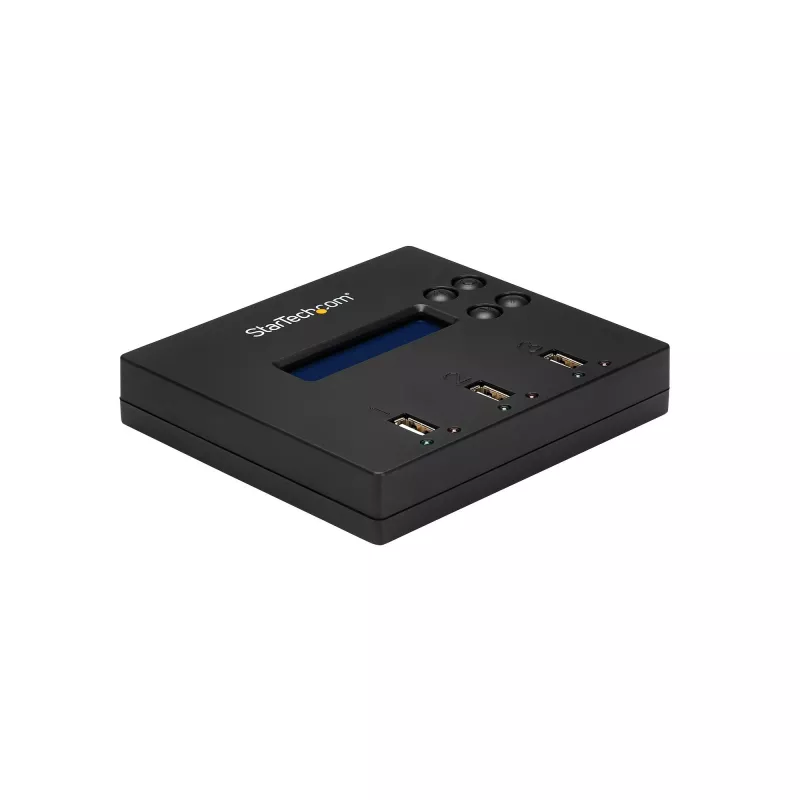 StarTech.com Duplicatore e cancellatore USB standalone 1 a 2, copiatore multi-USB flash drive, copia di sistema e file e copia completa del drive a 1,5 GB/min, cancellazione singola e a 3 passaggi, display LCD – TAA
