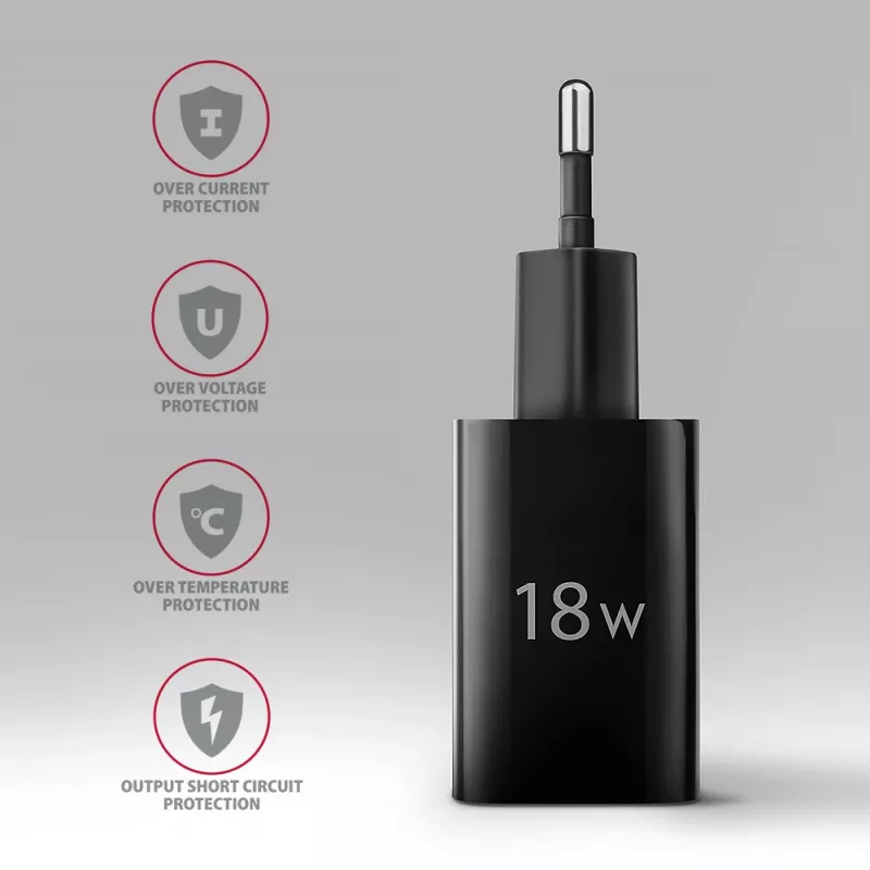 Axagon ACU-QC18 QC 3.0 1× uscita caricabatterie da parete 18W, interno, AC, nero