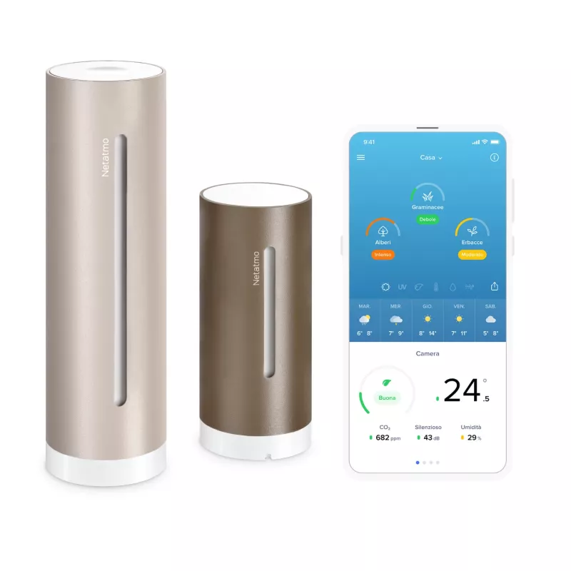 Netatmo NWS-S-EC stazione meteo smart Original 2ª generazione, per interni/esterni, HomeKit, sabbia (marrone)